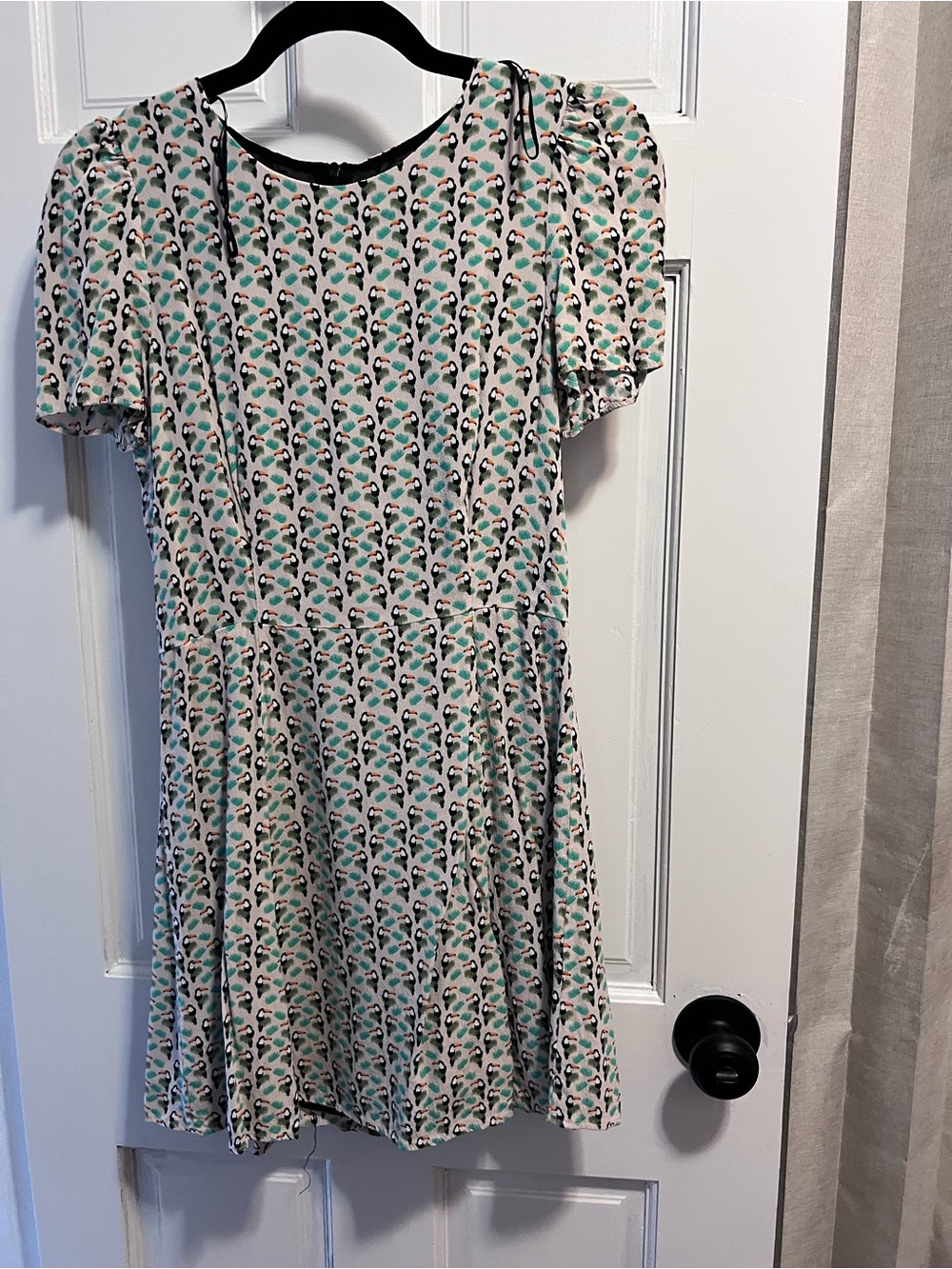 Zara Mint, Black & Pink Short Sleeve Floral Fit-and-Flare Dress